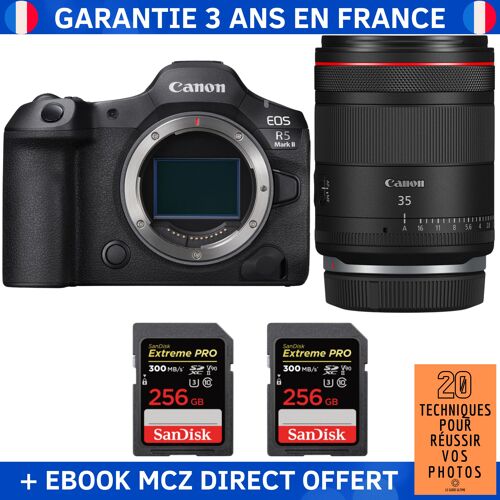 Canon EOS R5 Mark II + RF 35mm f/1.4 L VCM + 2 SanDisk 256GB Extreme PRO UHS-II SDXC 300 MB/s + Ebook '20 Techniques pour Réussir vos Photos' - Appareil Photo Hybride Canon