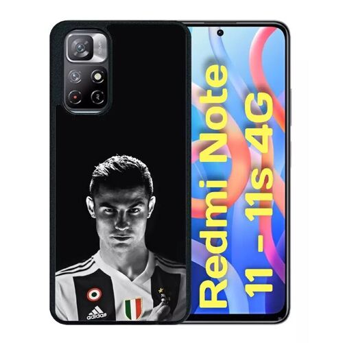 Coque Pour Redmi Note 11/11s - Ronaldo Juventus Foot Noir Et Blanc - Silicone - Noir