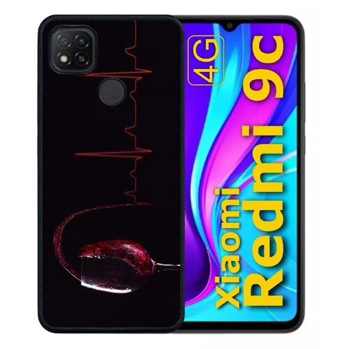 Coque pour redmi 9c - verre de vin électrocardiogramme 2 - silicone - noir