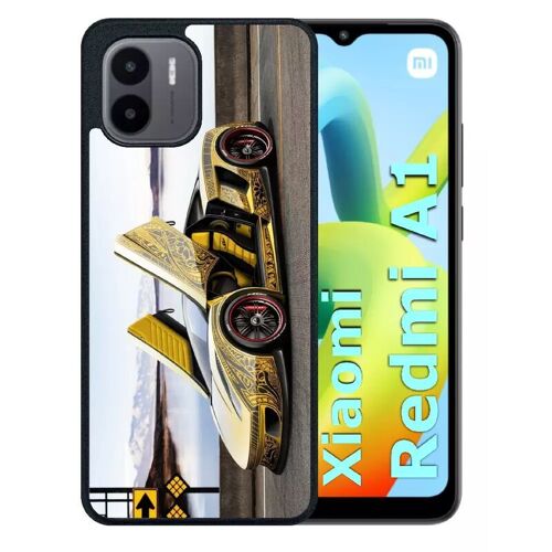 Coque Pour Redmi A1 - Tuning Voiture Jaune - Silicone - Noir