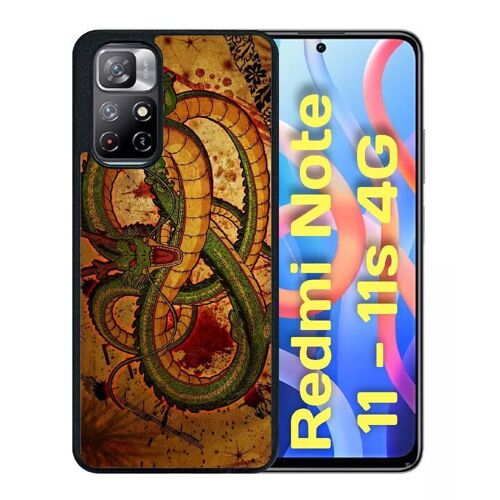 Coque pour redmi note 11/11s - dragon manga - silicone - noir