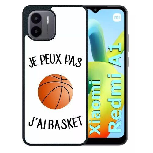 Coque pour redmi a1 - je peux pas j ai basket fond blanc - silicone - noir