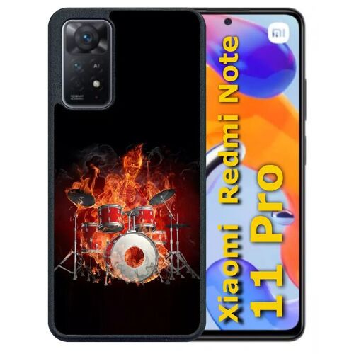 Coque Pour Redmi Note 11 Pro - Squellette Joue A La Batterie Flamme - Silicone - Noir