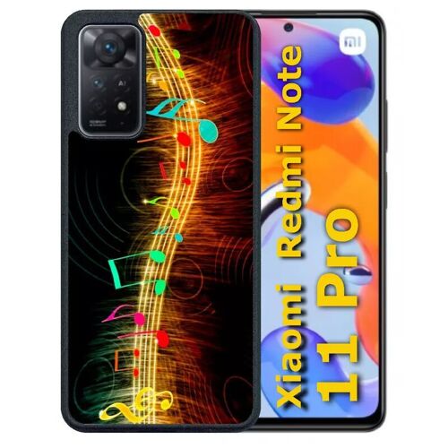 Coque pour redmi note 11 pro - musique note multicolor - silicone - noir