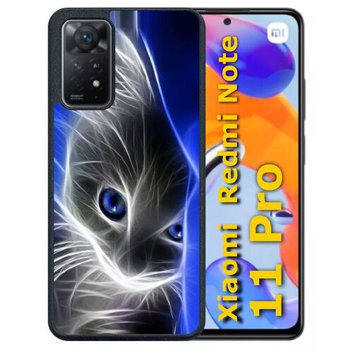Coque Pour Redmi Note 11 Pro - Chat Eyes Blue - Silicone - Noir