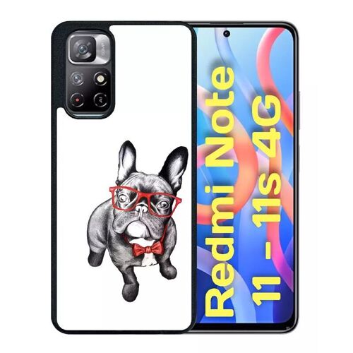 Coque Pour Redmi Note 11/11s - Bulldog Français À Lunettes - Silicone - Noir