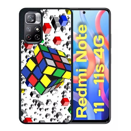 Coque pour redmi note 11/11s - rubik's cube 3d - silicone - noir