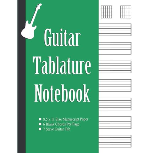 Guitar Tablature Notebook - Manuscript Paper (Green Cover)