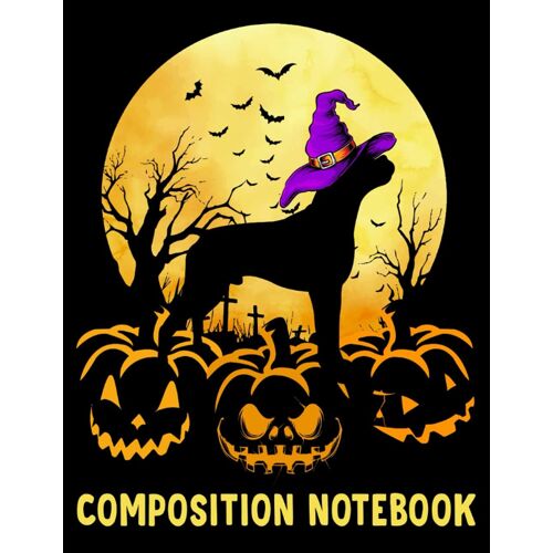 Halloween Composition Notebook: Boxer Dog Moon Pumpkin Halloween Horror | Wide Ruled Journal Notebook (8.5 X 11, 120 Pages) | For Dog Lover, Dog Owner, Puppy Lover