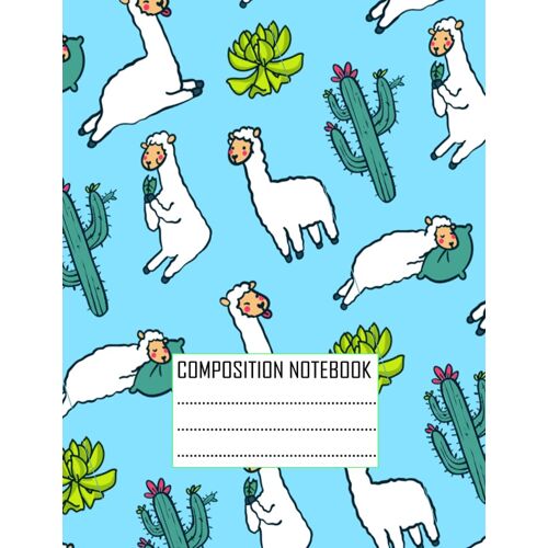 Composition Notebook:: Cute Lamas Print ,Five Star Customizable Interactive Composition Book, College Ruled