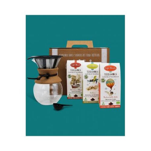 Coffret Cafetière + 3 Cafés Bio Moulus