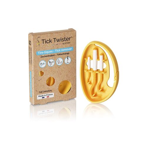 Clipbox Tick Twister® Orange / Tire Tique Pour Humain, Chien, Chat / Pince A Tique X3 Avec Clipbox Et Boîte En Carton Recyclable / Retrait Sans Douleur Et En Quelques Secondes / Fabriqué En France