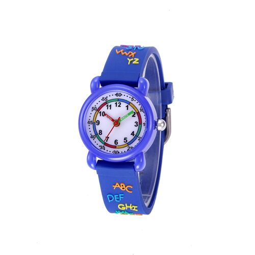 Alphabet Waterproof Kids Watch (Blue), Mouvement À Quartz, Design 3d Cartoon, Montre Digitale Pour Filles Et Garçons De 3 À 11 Ans