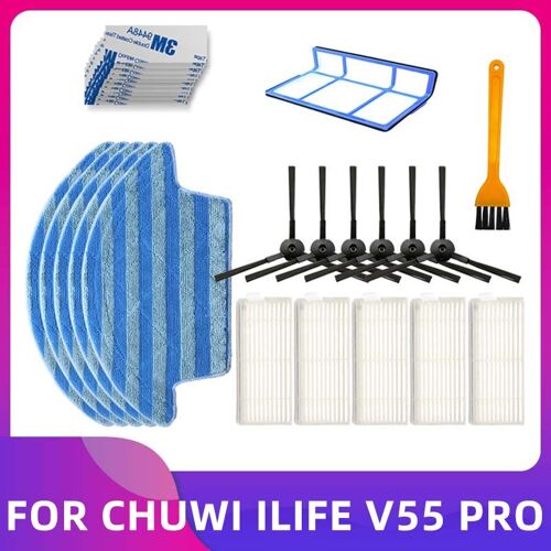 Pi¿¿ces De Rechange Pour Aspirateur Robot Chuwi Ilife V55 Pro, Avec Filtre Hepa Et Filtre En Tissu, Filtre Et Brosse Lat¿¿rale 9109-May22407