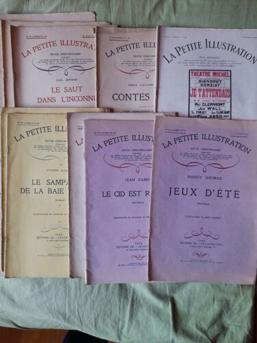 Lot 12 "La Petite Illustration" : 346, 347.348, 349 (Le Saut Dans L'inconnu) ; 360 (Contes Noirs ; 460 (Je T'attendais) ; 493 (Les Amours De Corinne) ; 507 508 (Le Sampanier) ; 522 (Nihila) 529, 542