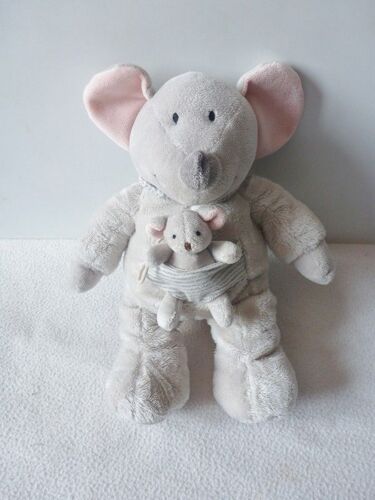 Doudou Souris Grise Avec Bebe Nicotoy Kiabi Gemo