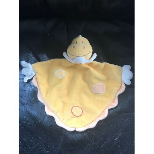 Doudou Dinosaure Plat Orange Et Jaune Bengy 24cm
