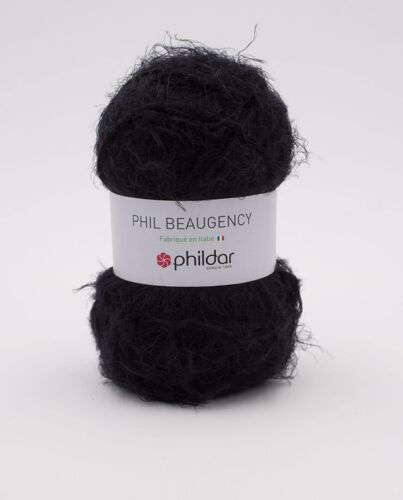 Phildar - Pelote De Laine Phil Beaugency De 50g - Laine À Tricoter - 25% Acrylique,20% Laine,55% Polyamide - Aiguille N°5 - Couleur Noir