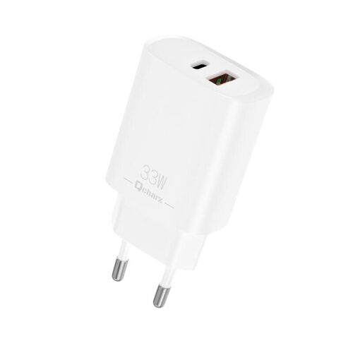 Chargeur Qcharx Eros 3A 33W 2 ports Type-C + 1 port USB blanc