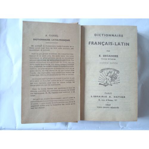Dictionnaire Francais Latin Librairie Hatier