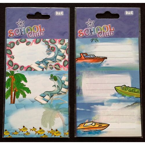 Dauphins Poissons Palmiers Mer Bateaux Lot 24 Étiquettes Stickers Autocollants