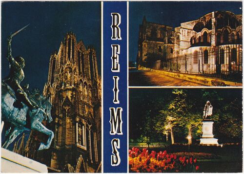 Illumination Sur Reims  La Cathedrale Et La Statue Jeanne D Arc  La Basilique Saint -Rémi Le Jardin Colbert Éditions La Cigogne