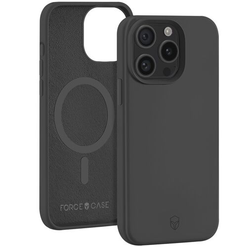 Coque Renforcée Silicone Compatible MagSafe pour iPhone 15 Pro Force Case Noir
