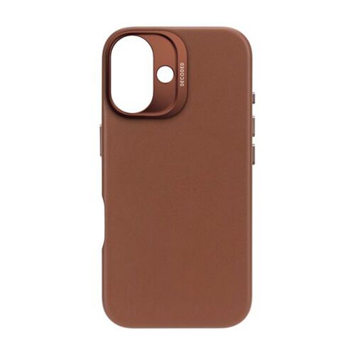 Coque pour iPhone 16 Antichocs en Cuir Compatible MagSafe DecodedMarron clair