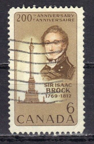 Canada 1969 : Bicentenaire De La Naissance De Sir Isaac Brock (1769-1812) - Timbre 6 C. Bistre Et Rose Oblitéré