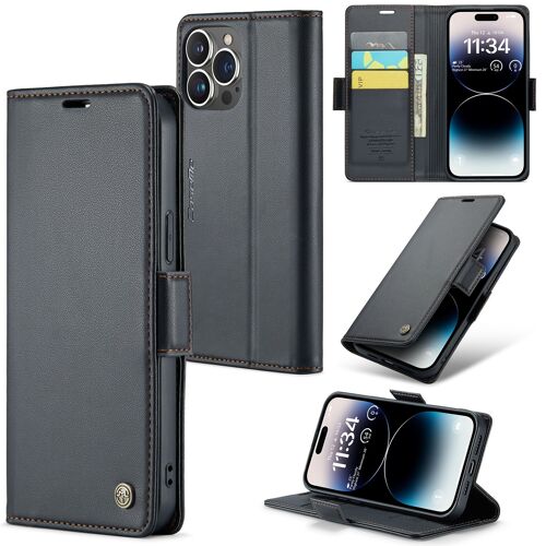 Coque Pour Iphone 14 Pro, Etui Cuir Pu De Iphone 14 Pro Avec Emplacements Cartes Housse Protection Iphone 14 Pro Boucle Magnétique Pochette 6,1 Pouces Noir