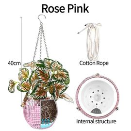 Rose Pink - Diameter 20cm - Planteur De Boule Disco Miroir, Lumières De Scène, Lentille Réfléchissante Rotative, Pot De Fleur Dj Ktv, Bar, Magasin, Centre Commercial, Décoration Colorée-Générique