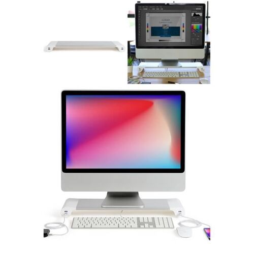 Rehausseur d'ordinateur Blanc avec hub Design 4 ports USB