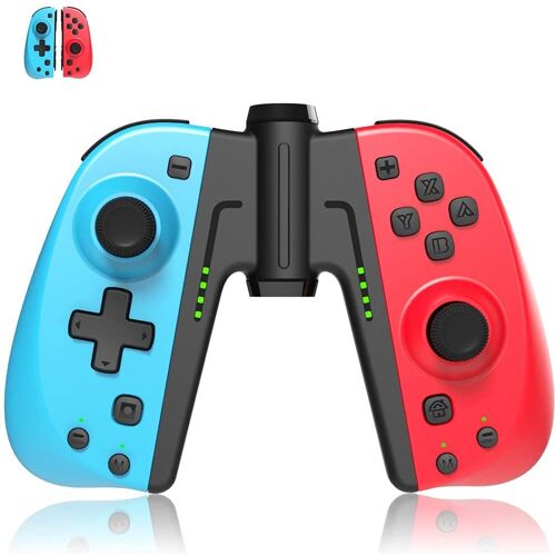Powerlead Joystick Joypad Gamepad Remplacement Pour Nintendo Switch - Support Turbo / Vibration / Gyro Axis (Rouge ＆ Bleu)