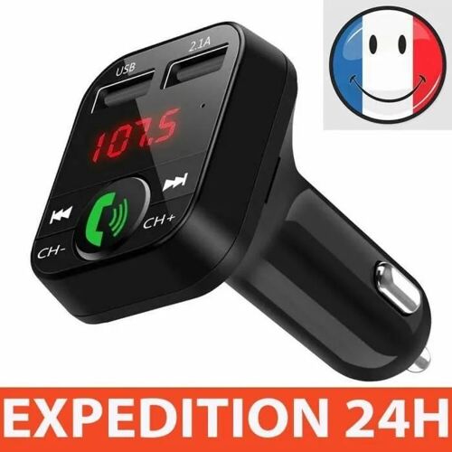 Transmetteur FM - Bluetooth - Adaptateur MP3 - Chargeur USB - Mains libres - Noir