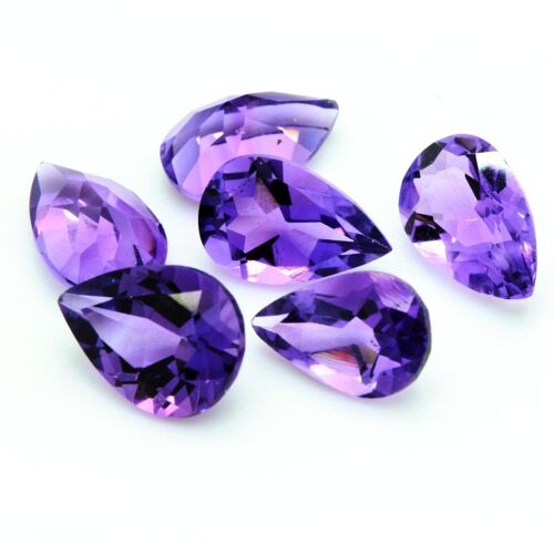 Amethyste . Poire . Vvs1 ( Vendu À L'unité ) . Afrique - 8 X 5 Mm