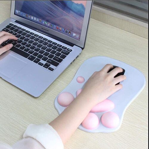 Tapis de souris avec repose-poignet repose-poignets en gel de silicone doux pour chats mignons