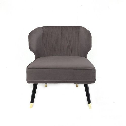 Fauteuil Crapaud Velours Plissé Pied Effet Laiton Daroco - Velours Taupe