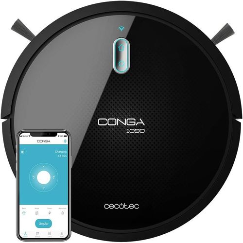 Robot Aspirateur Conga 1090 Connected. 1400 Pa,Alexa Et Google Home,Brosse Spéciale Pour Les Poils D'Animaux,Mur Magnétique