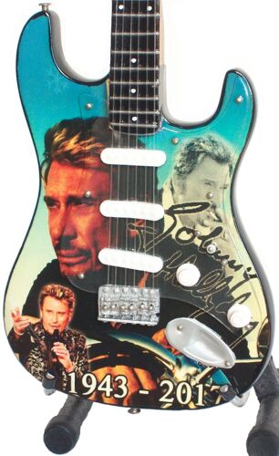 Guitare Miniature Stratocaster Hommage À Johnny Hallyday "Le Biker"