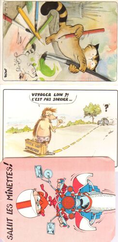 Lot De 3 Cartes Postales, Humour Et Animaux °°°
