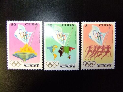 Timbre Cuba 1993 Centenaire Du Comite Olympique International Yvert N º 3376 - 3378 ** Mnh