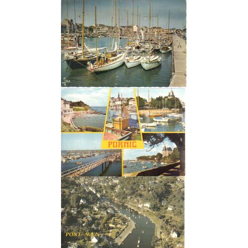 Lot De 3 Cartes Postales, Lettre "P", Pornic, Poulingen Et Pont Aven, Bateaux...°°°