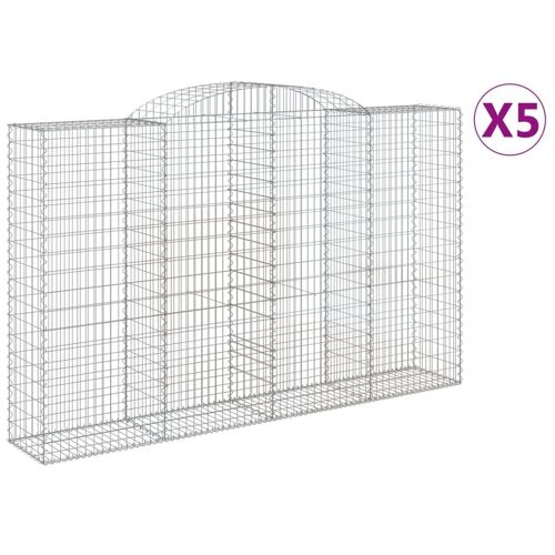 Vidaxl Paniers À Gabions Arqués 5 Pcs 300x50x180/200 Cm Fer Galvanisé