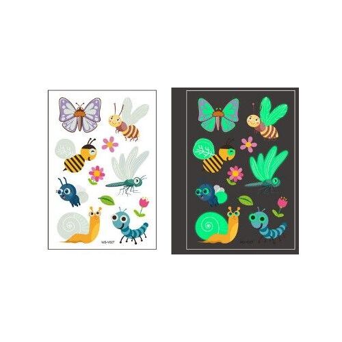 Lot De 11 Autocollants - Tatouage Lumineux Pour Enfants, Faux Tatouages Temporaires, Décoration Bras Et Jambes, Art Corporel Pour Enfants Brille La Nuit Phosphorescent Thème Animaux Libellule Papillon 