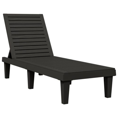 Transat Chaise Longue Bain De Soleil Lit De Jardin Terrasse Meuble D'extérieur 155 X 58 X 83 Cm Polypropylène Noir Helloshop26 02_0012783