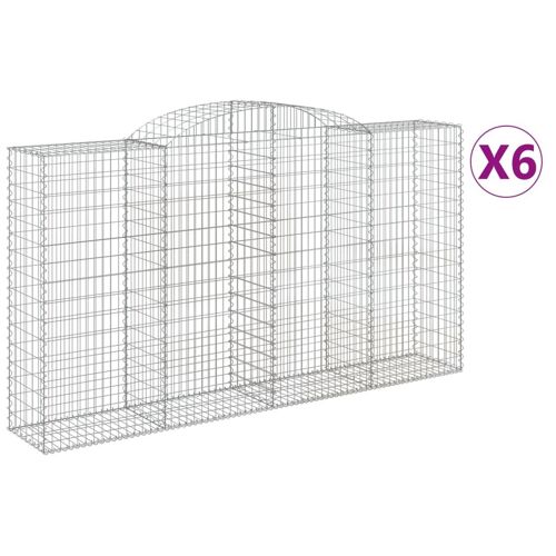 Vidaxl Paniers À Gabions Arqués 6 Pcs 300x50x160/180 Cm Fer Galvanisé