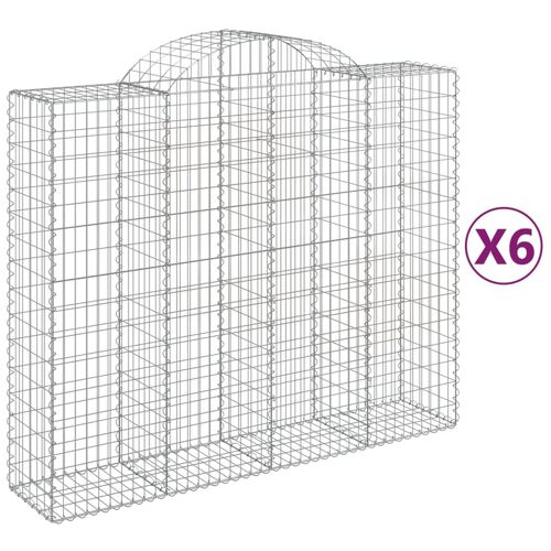Vidaxl Paniers À Gabions Arqués 6 Pcs 200x50x160/180 Cm Fer Galvanisé