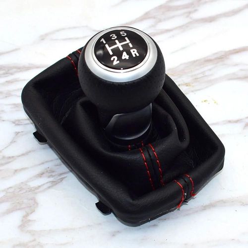 5 Vitesses-Argent 5r - Pommeau De Levier En Cuir À Anneau Rouge Chromé Pour Audi A4 S4 B8 K A5 8t Q5 8r S Line, 2007-2015