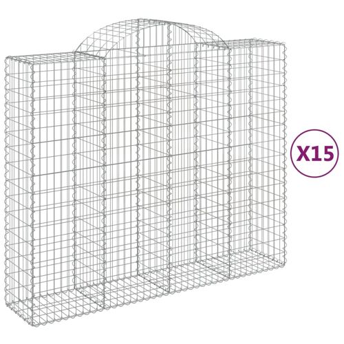 Vidaxl Paniers À Gabions Arqués 15 Pcs 200x50x160/180 Cm Fer Galvanisé