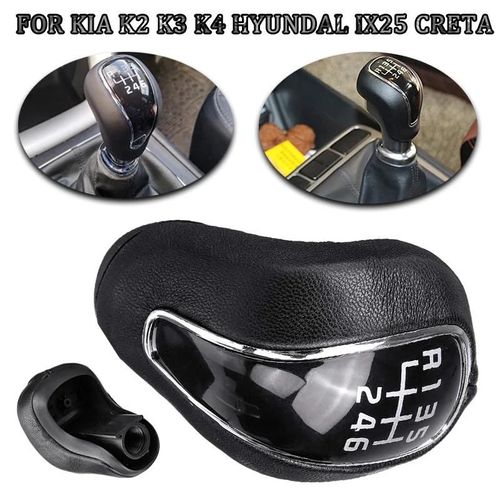 Noir - Pommeau De Levier De Vitesse Mt En Cuir Pu 6 Vitesses Pour Hyundai Ix25 Creta Sportage Pour Kia K2 K4